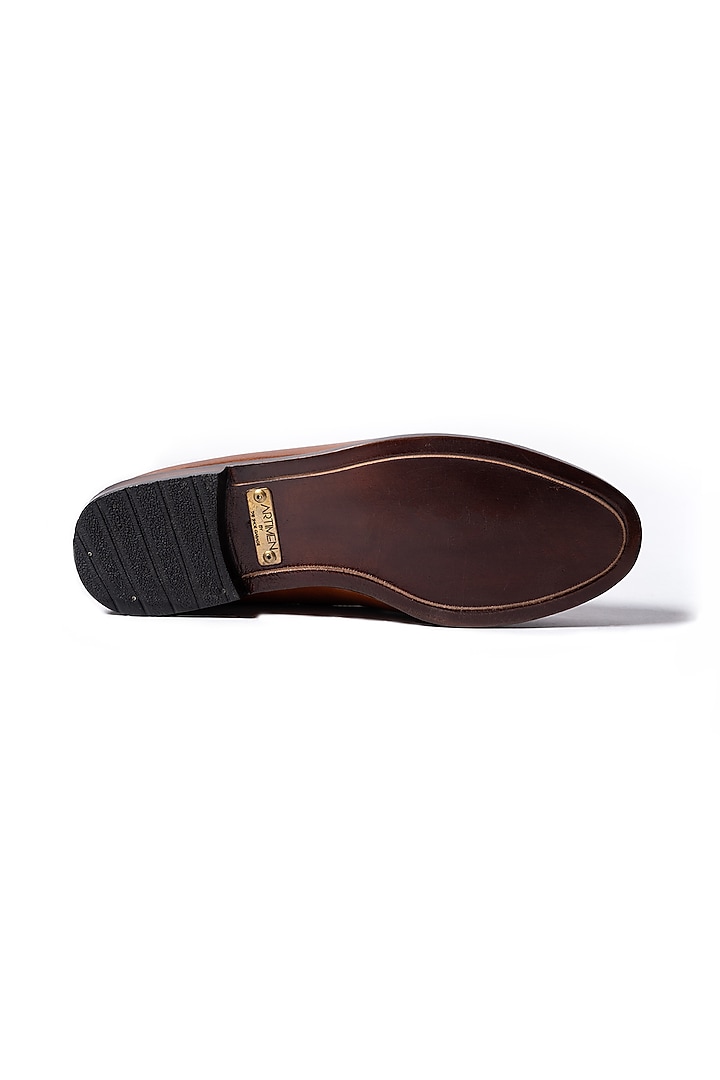 Brown Leather Mules by ARTIMEN at Pernia's Pop Up Shop