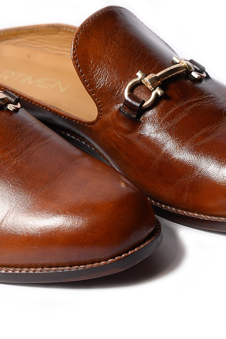 Brown Leather Mules by ARTIMEN at Pernia's Pop Up Shop