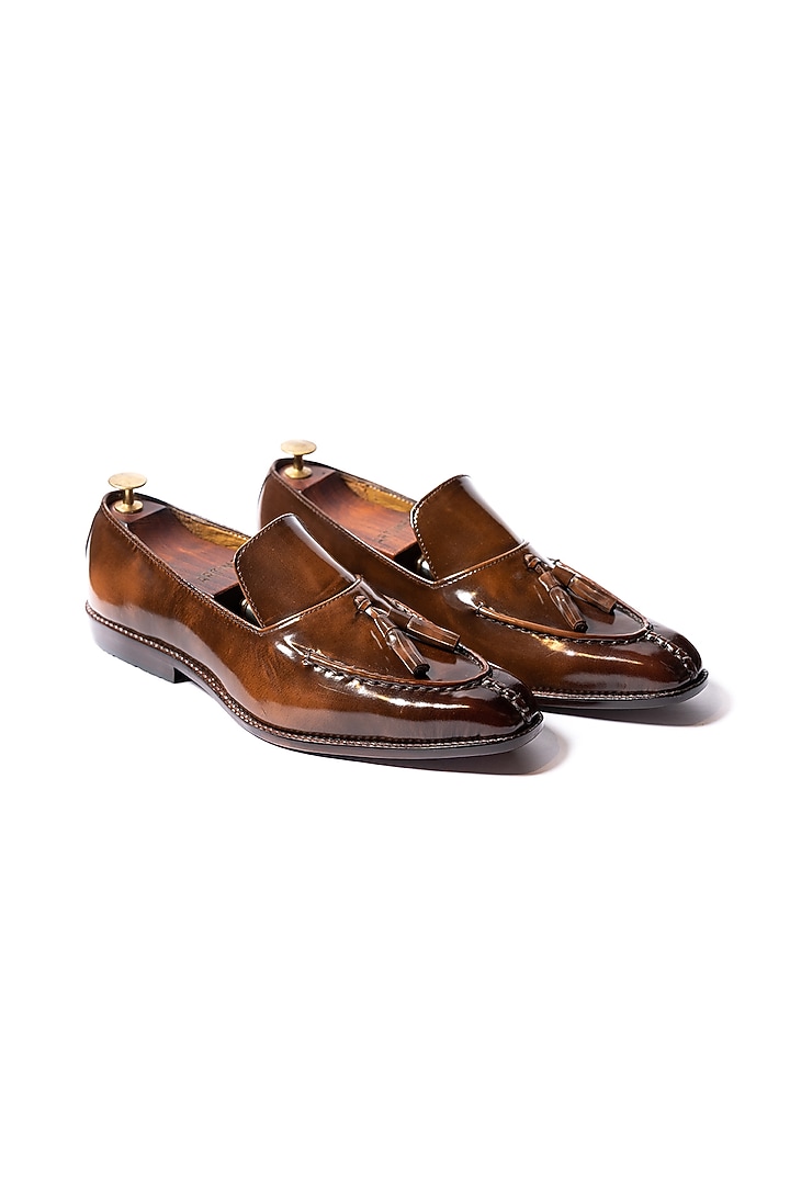 Burnt Tan Leather Loafers by ARTIMEN at Pernia's Pop Up Shop