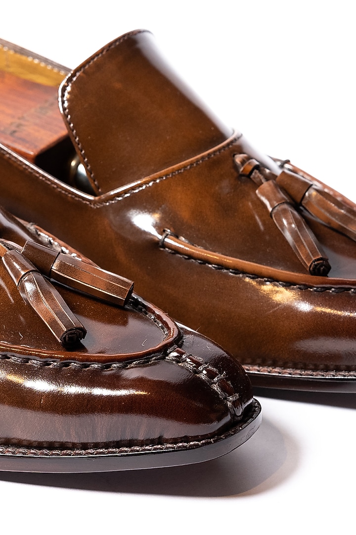 Burnt Tan Leather Loafers by ARTIMEN at Pernia's Pop Up Shop