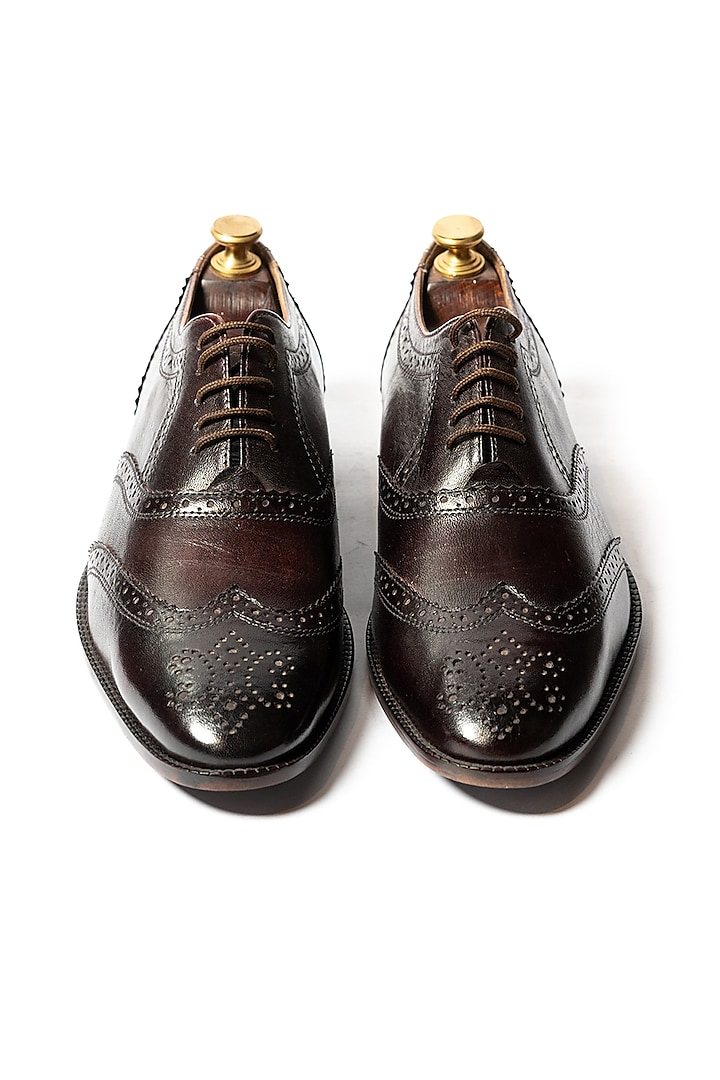 Burgundy Handcrafted & Hand Painted Brogues by ARTIMEN