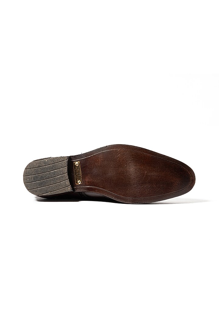 Burgundy Leather Handpainted Handcrafted Brogue Shoes by ARTIMEN at Pernia's Pop Up Shop