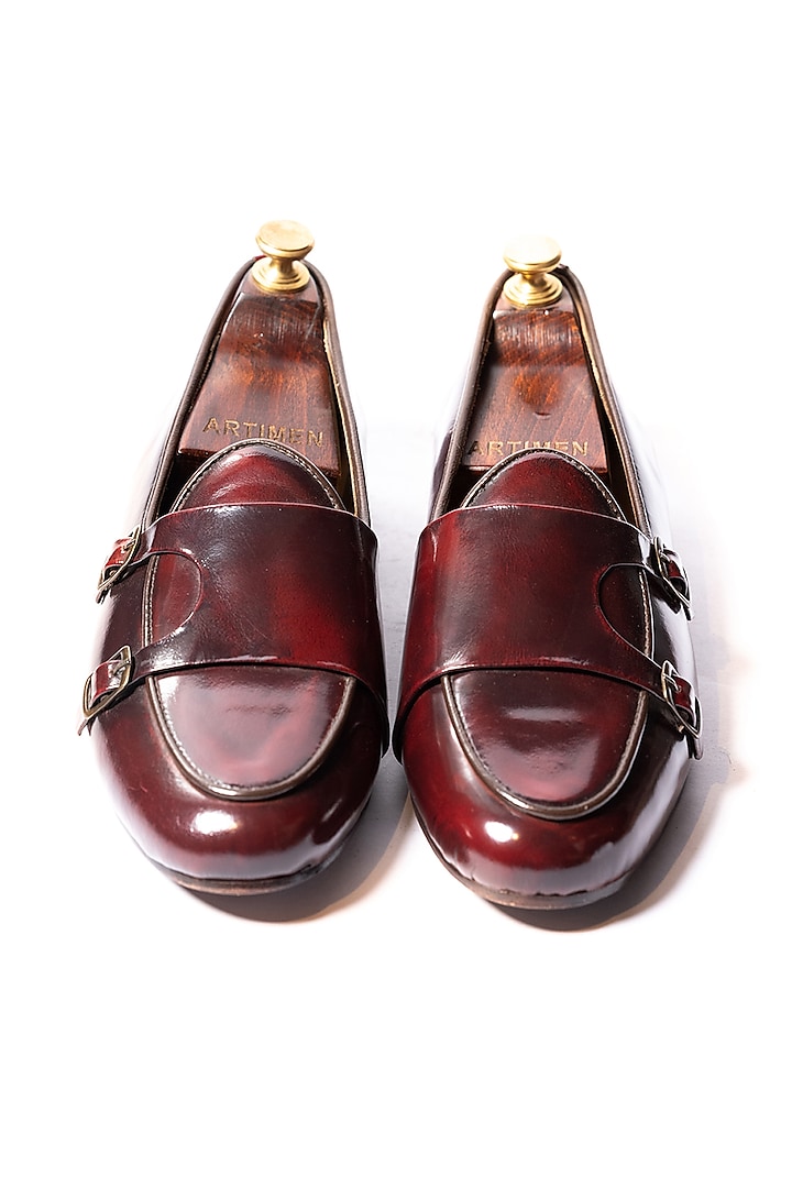 Burnt Cherry Handcrafted Loafers by ARTIMEN