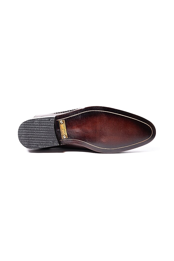Deep Burgundy & Red Leather Handpainted Loafers by ARTIMEN at Pernia's Pop Up Shop