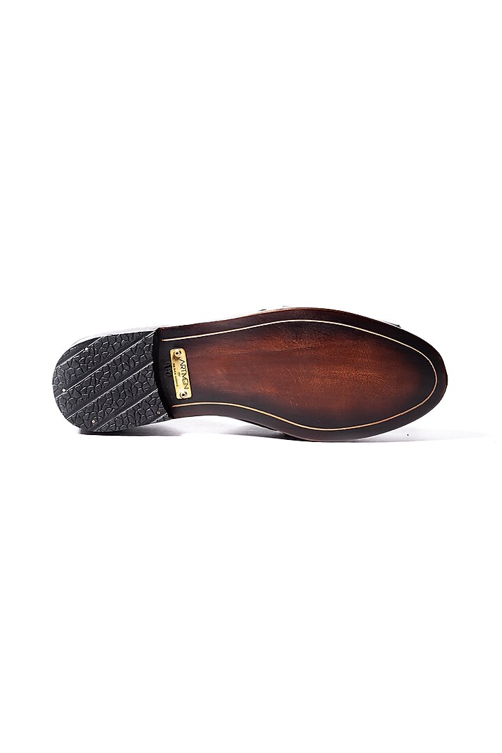 Burnt Deep Brown Leather Cross Strappy Sandals by ARTIMEN at Pernia's Pop Up Shop