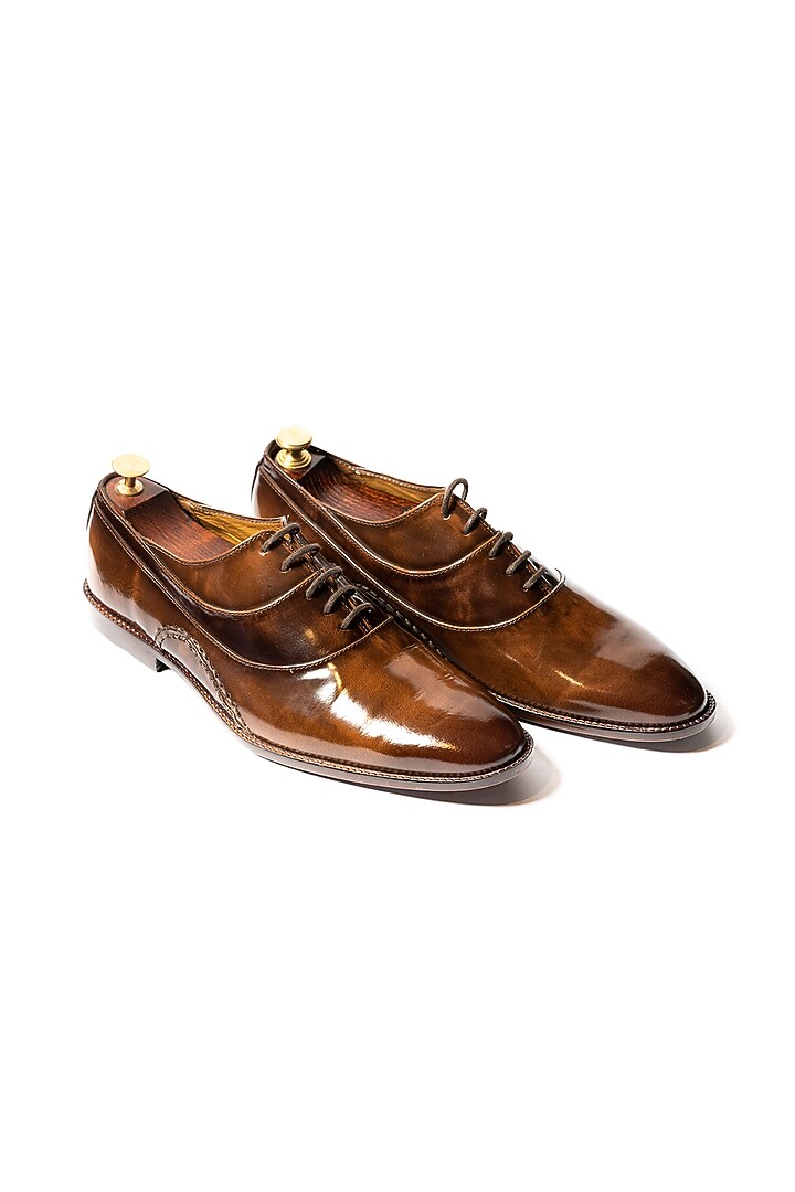 Burnt Tan & Burnt Deep Brown Leather Derby Shoes by ARTIMEN at Pernia's Pop Up Shop