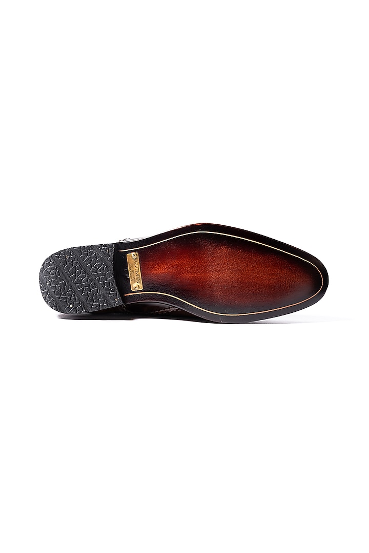 Burnt Tan & Burnt Deep Brown Leather Derby Shoes by ARTIMEN at Pernia's Pop Up Shop