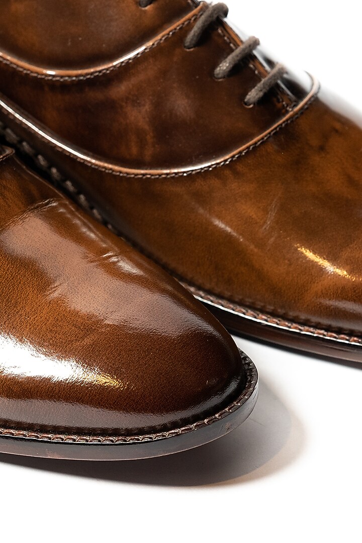 Burnt Tan & Burnt Deep Brown Leather Derby Shoes by ARTIMEN at Pernia's Pop Up Shop