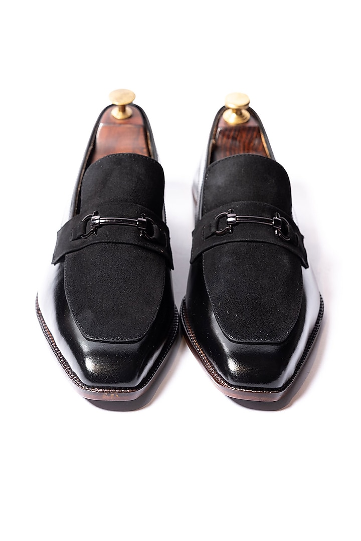 Black Leather & Suede Leather Loafers by ARTIMEN at Pernia's Pop Up Shop