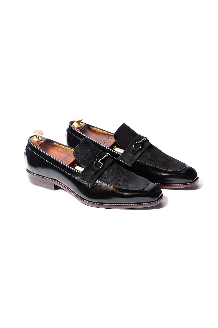 Black Leather & Suede Leather Loafers by ARTIMEN at Pernia's Pop Up Shop