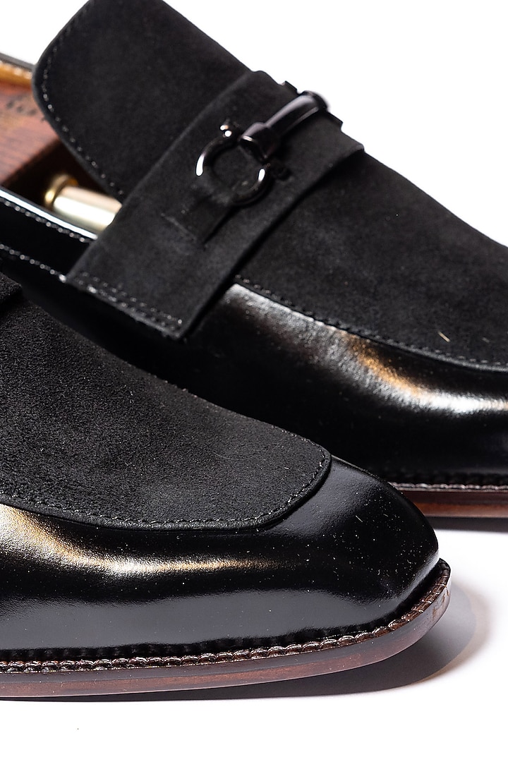 Black Leather & Suede Leather Loafers by ARTIMEN at Pernia's Pop Up Shop