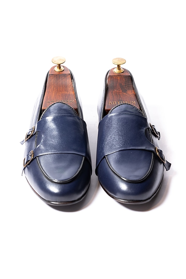 Blue Leather Loafers by ARTIMEN at Pernia's Pop Up Shop