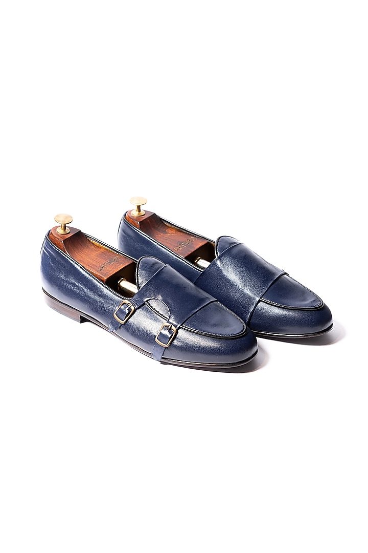 Blue Leather Loafers by ARTIMEN at Pernia's Pop Up Shop