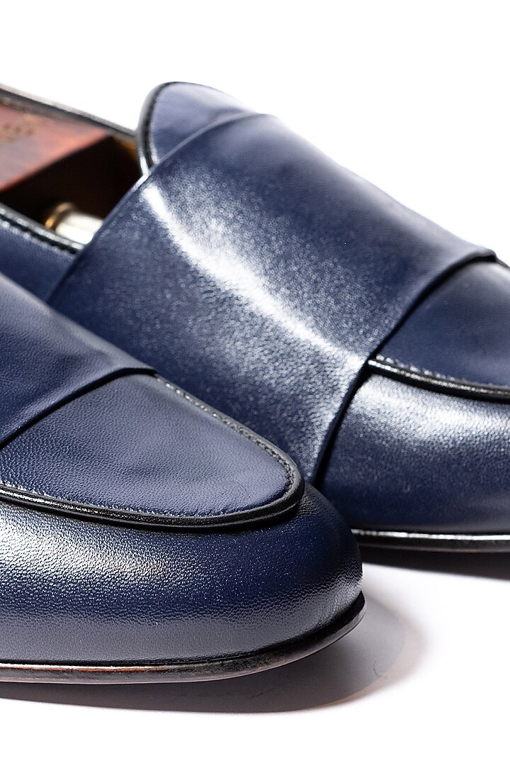 Blue Leather Loafers by ARTIMEN at Pernia's Pop Up Shop