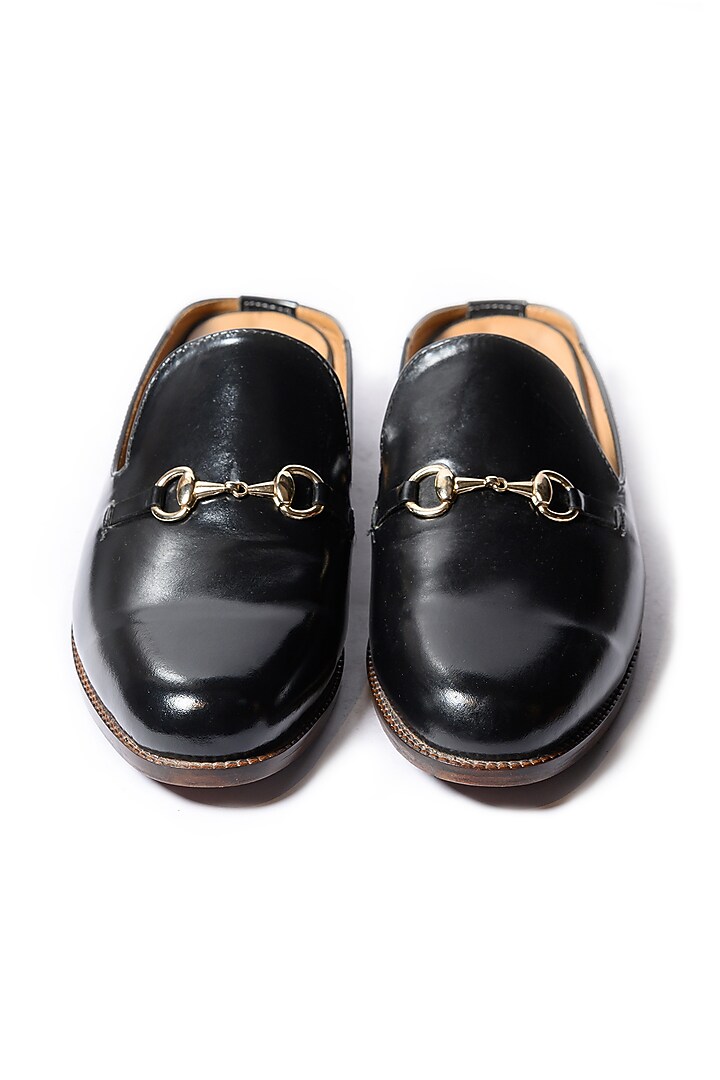 Black Leather Mules by ARTIMEN at Pernia's Pop Up Shop