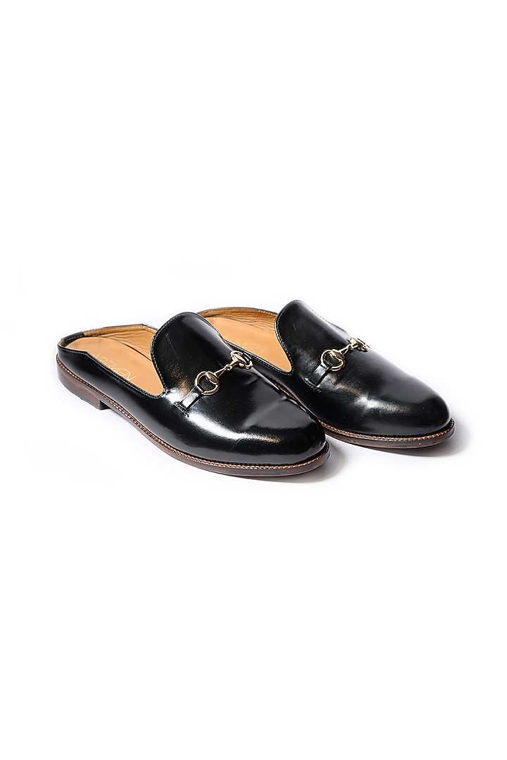 Black Leather Mules by ARTIMEN at Pernia's Pop Up Shop