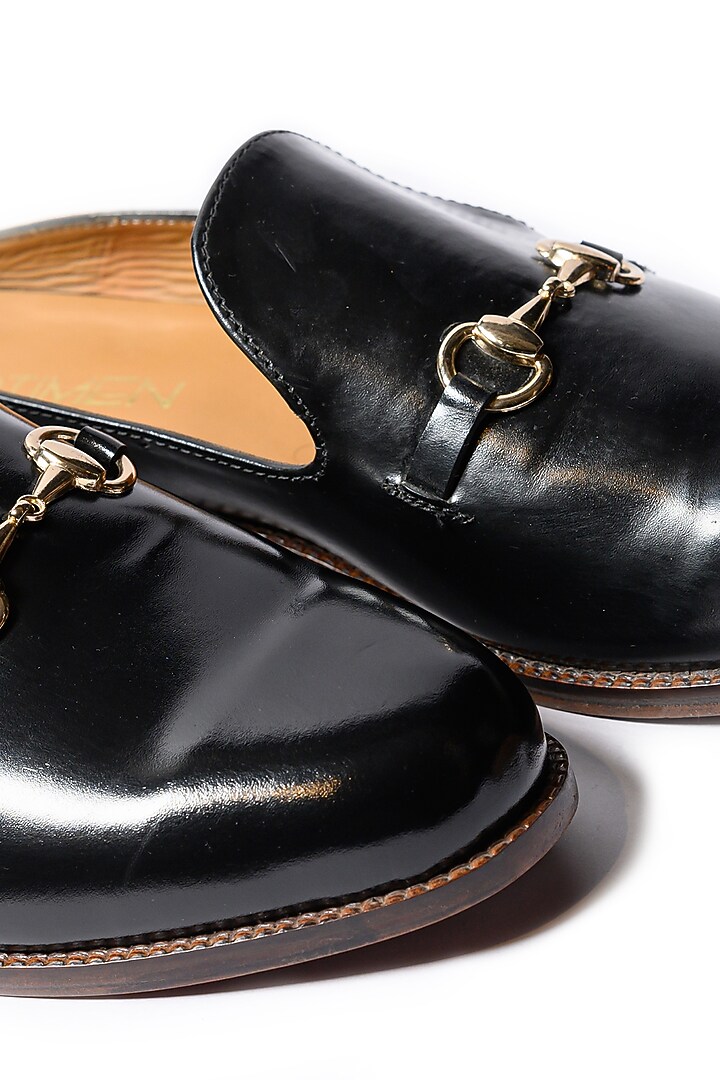 Black Leather Mules by ARTIMEN at Pernia's Pop Up Shop