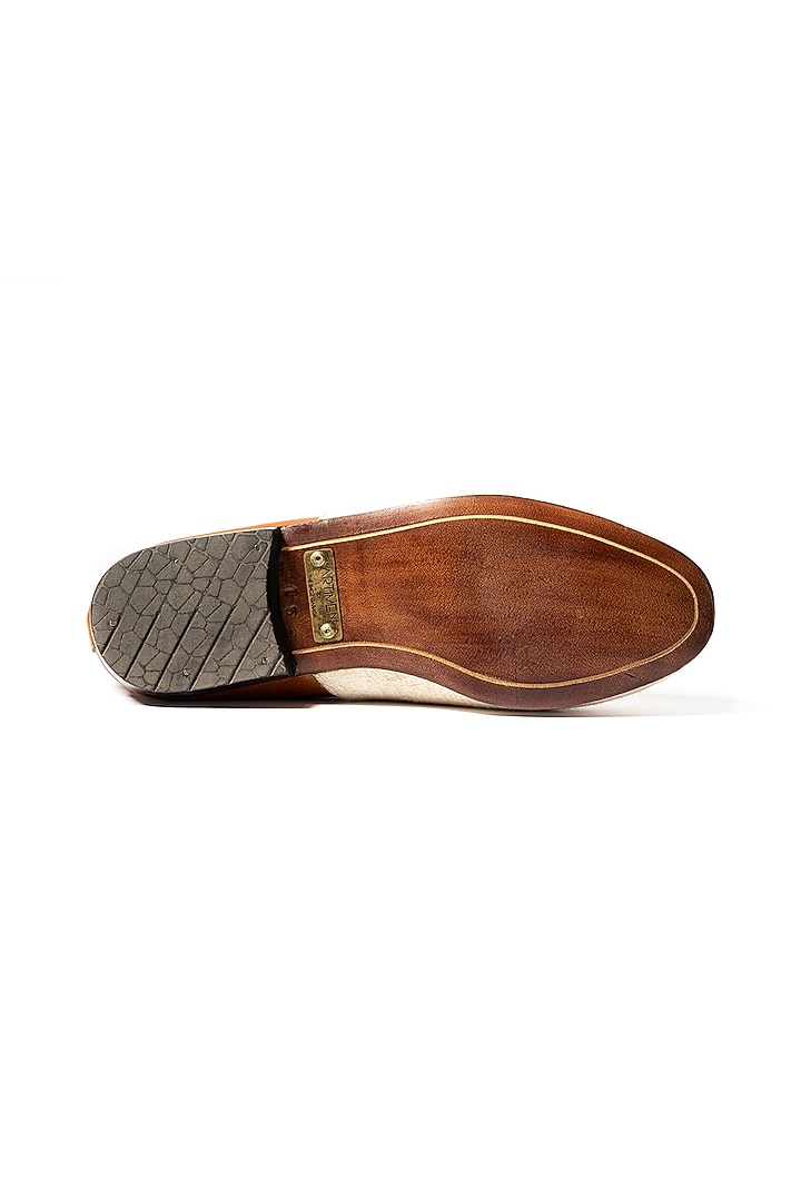 Off-White Leather & Stone Wash Embroidered Shoes by ARTIMEN at Pernia's Pop Up Shop