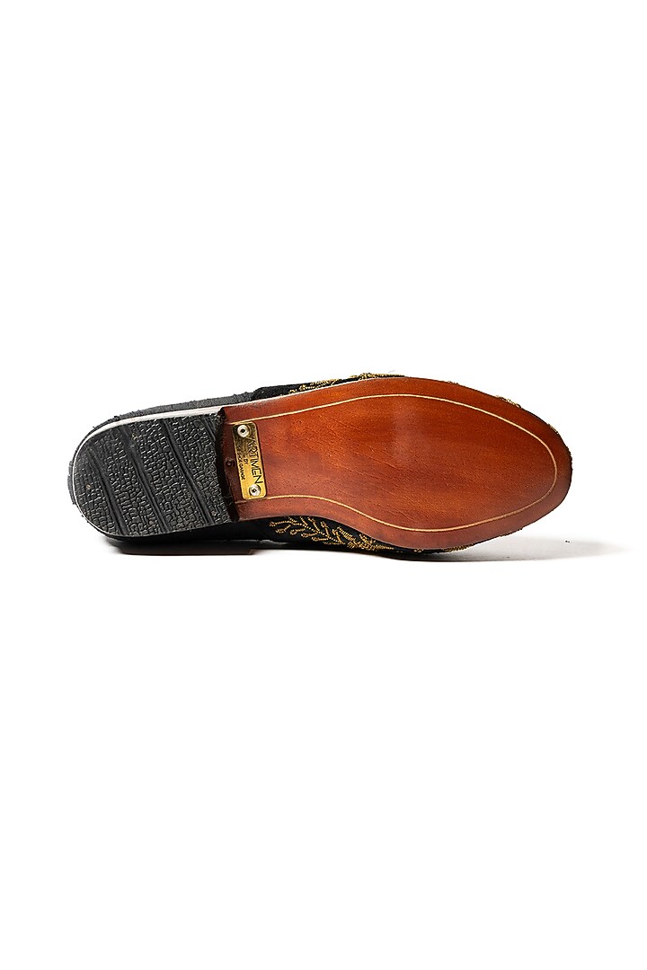 Black Velvet & Raw Silk Hand Embroidered Shoes by ARTIMEN at Pernia's Pop Up Shop