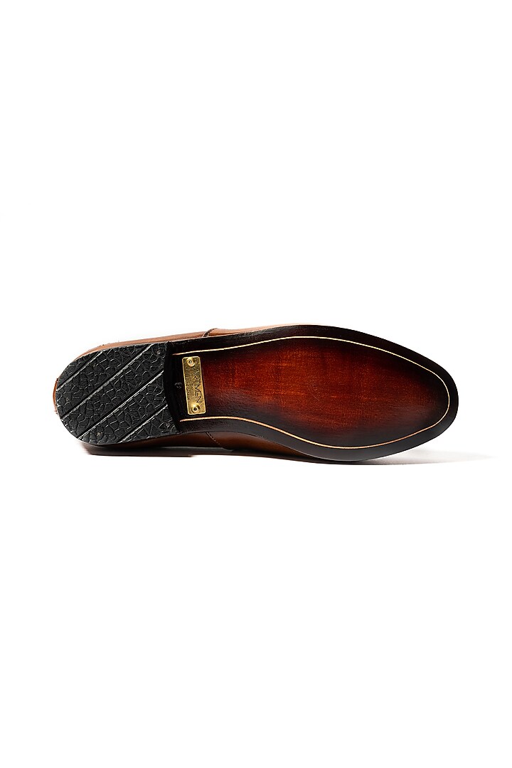 Burnt Tan Leather Embroidered Shoes by ARTIMEN at Pernia's Pop Up Shop