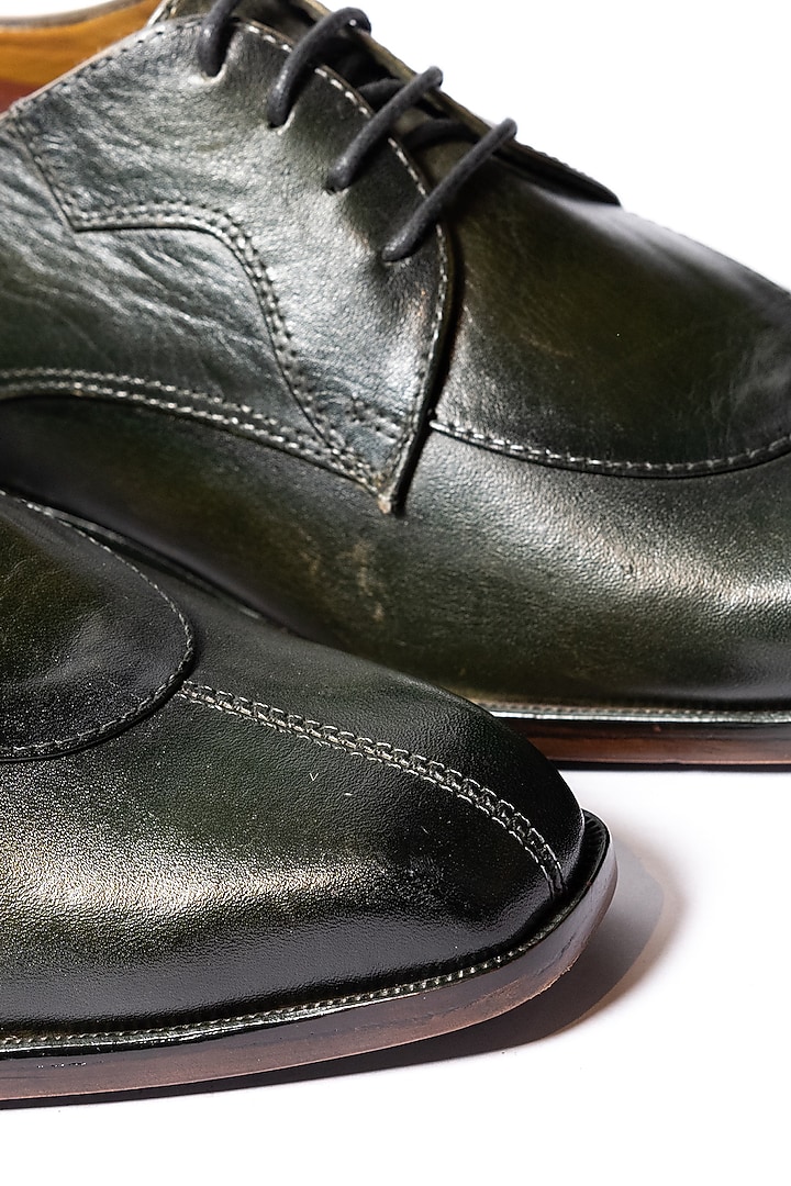 Military Green Leather Hand Painted Shoes by ARTIMEN at Pernia's Pop Up Shop