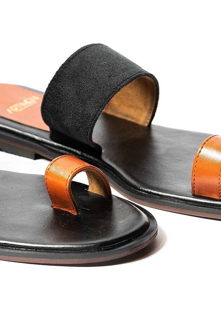 Black & Tan Velvet Slip-on by ARTIMEN at Pernia's Pop Up Shop