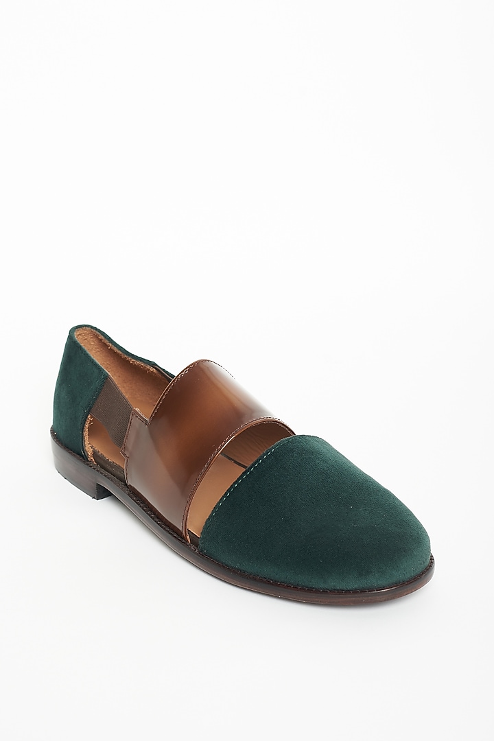 Green Velvet Sandals by ARTIMEN at Pernia's Pop Up Shop