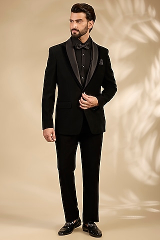 Black Premium Imported Suiting Fabric Tuxedo Set by ARTIMEN