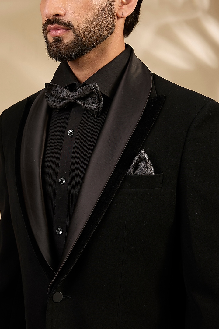 Black Premium Imported Suiting Fabric Tuxedo Set by ARTIMEN at Pernia's Pop Up Shop