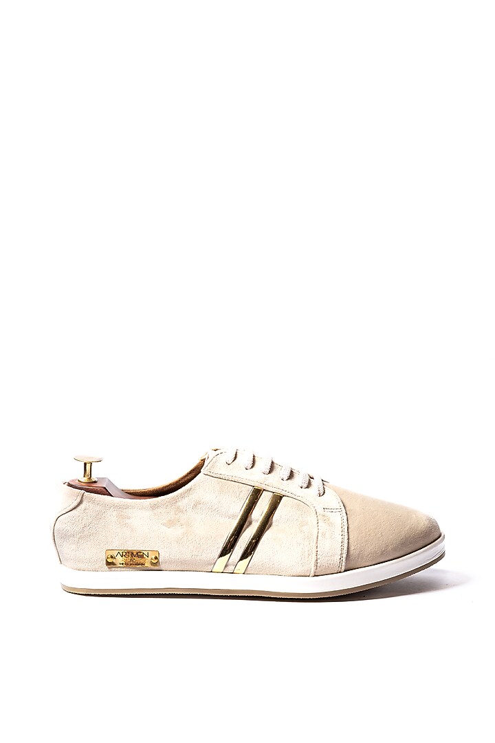 Cream Velvet Sneakers by ARTIMEN at Pernia's Pop Up Shop