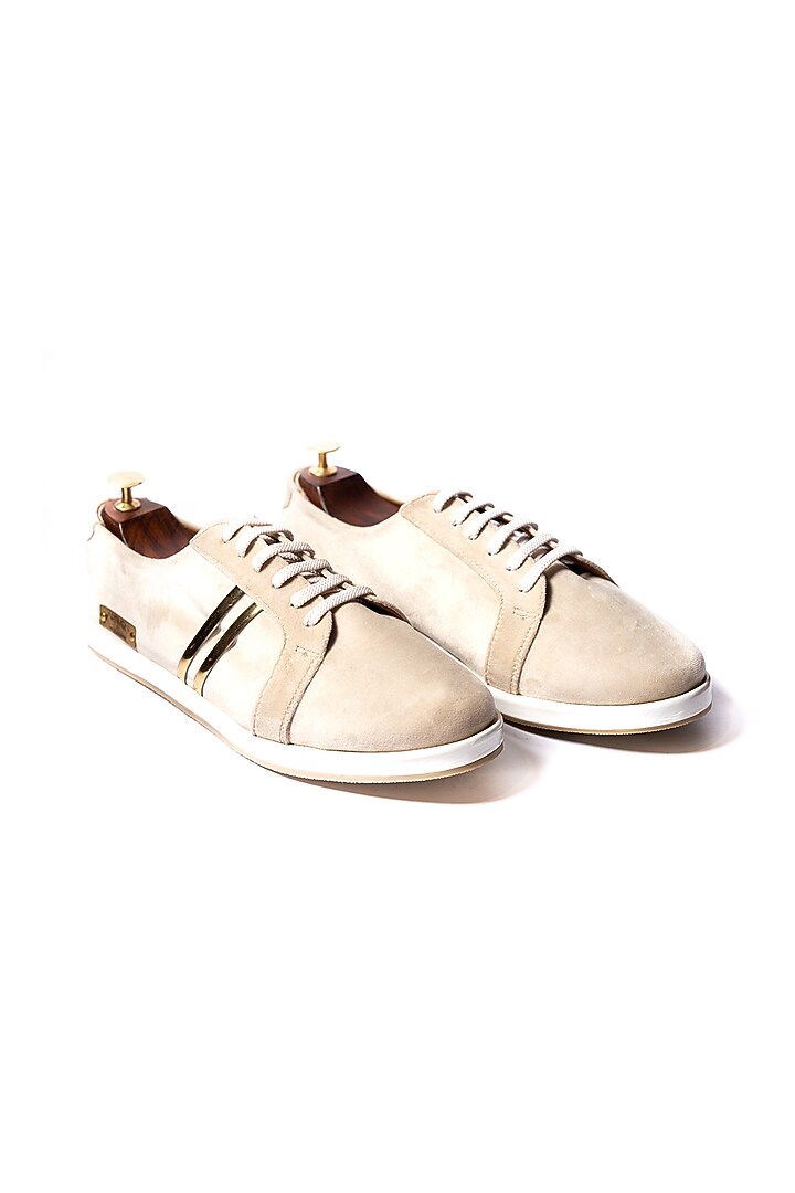 Cream Velvet Sneakers by ARTIMEN at Pernia's Pop Up Shop