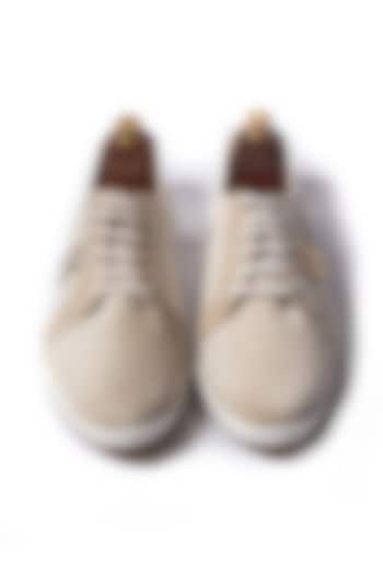 Cream Velvet Sneakers by ARTIMEN