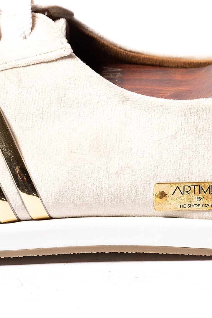 Cream Velvet Sneakers by ARTIMEN at Pernia's Pop Up Shop