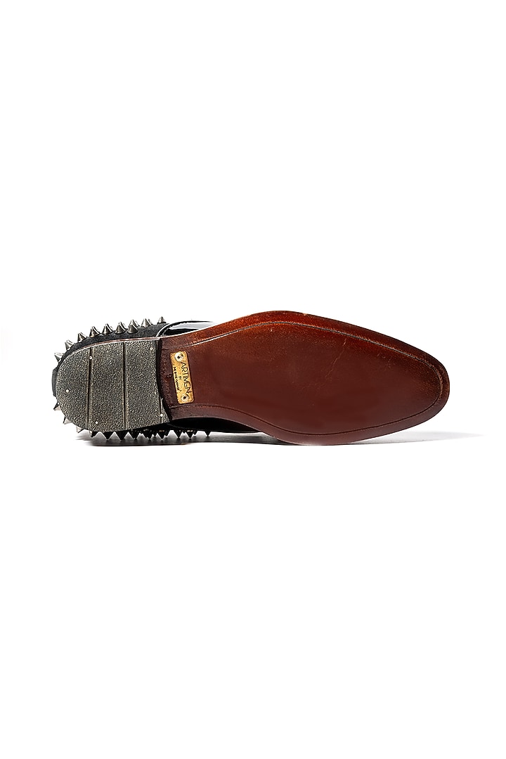 Black Leather & Velvet Loafers by ARTIMEN at Pernia's Pop Up Shop