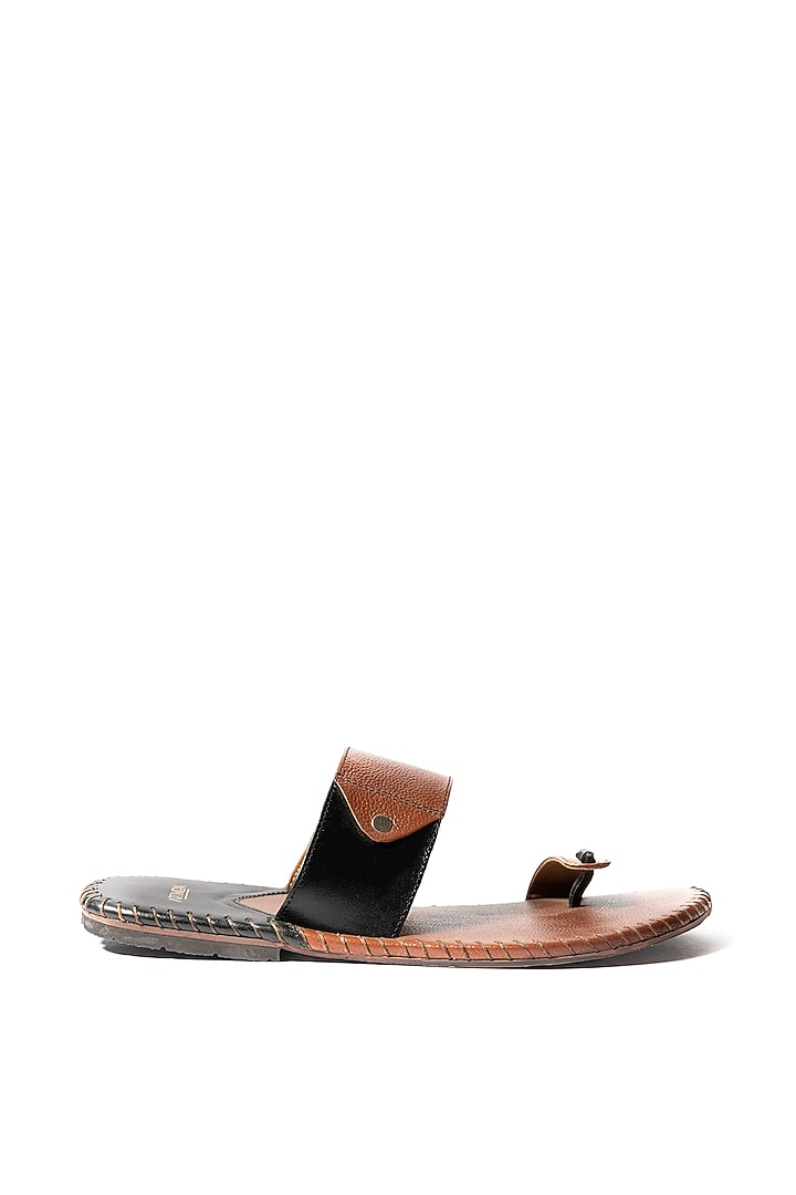 Brown Leather Slippers by ARTIMEN at Pernia's Pop Up Shop