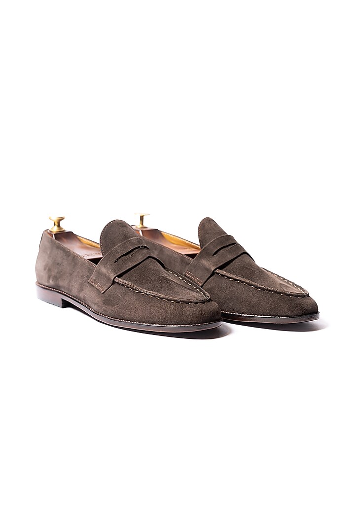 Brown Suede Leather Loafers by ARTIMEN at Pernia's Pop Up Shop