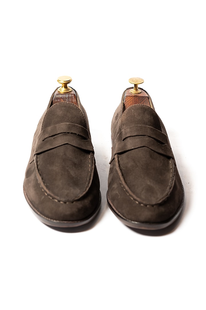 Brown Suede Leather Loafers by ARTIMEN
