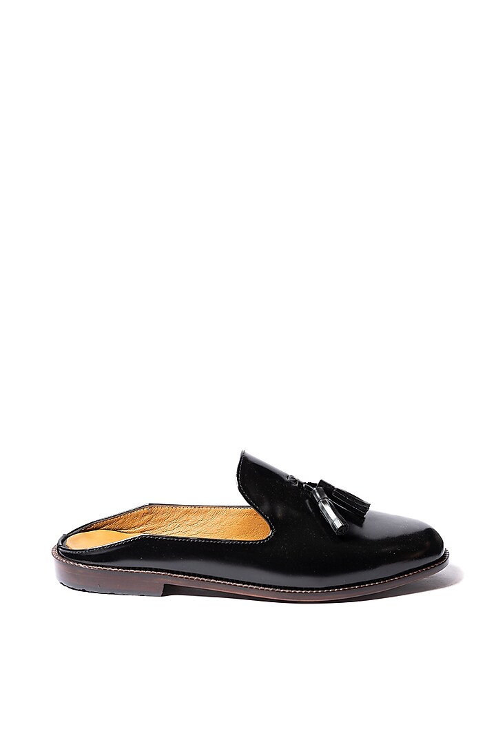 Black Leather Mules by ARTIMEN at Pernia's Pop Up Shop