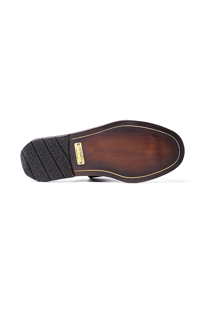 Black & Brown Leather Strappy Slippers by ARTIMEN at Pernia's Pop Up Shop