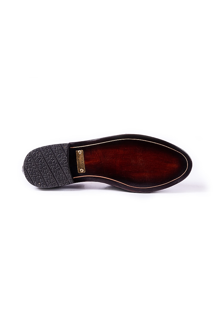 Burnt Cherry & Black Leather Sandals by ARTIMEN at Pernia's Pop Up Shop