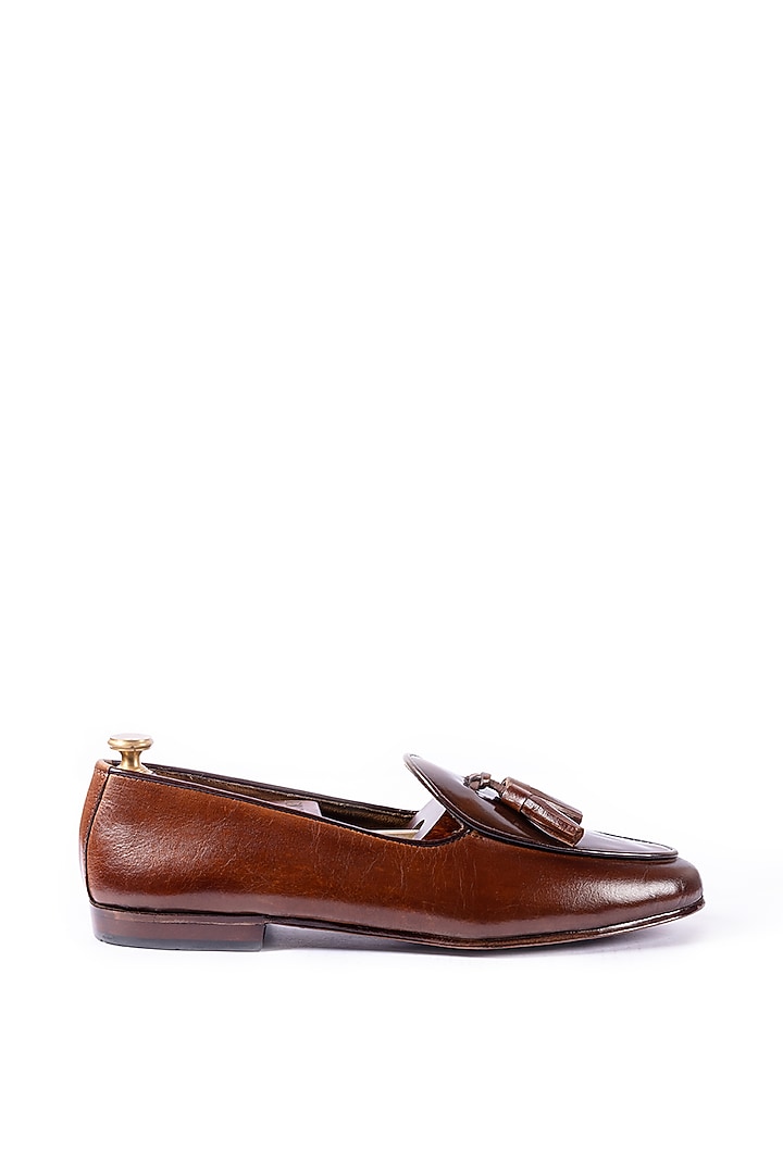 Burnt Brown Leather Hand Sprayed Shoes by ARTIMEN at Pernia's Pop Up Shop