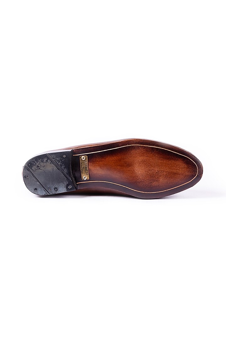 Burnt Brown Leather Hand Sprayed Shoes by ARTIMEN at Pernia's Pop Up Shop