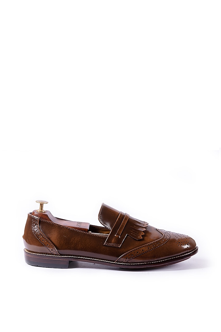 Burnt Brown Leather Loafers by ARTIMEN at Pernia's Pop Up Shop