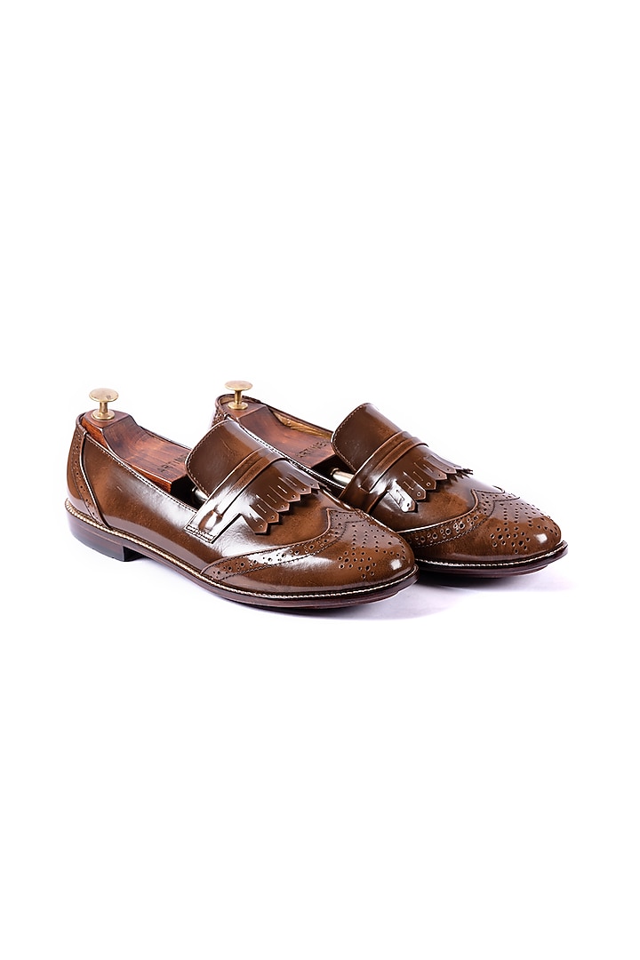 Burnt Brown Leather Loafers by ARTIMEN at Pernia's Pop Up Shop