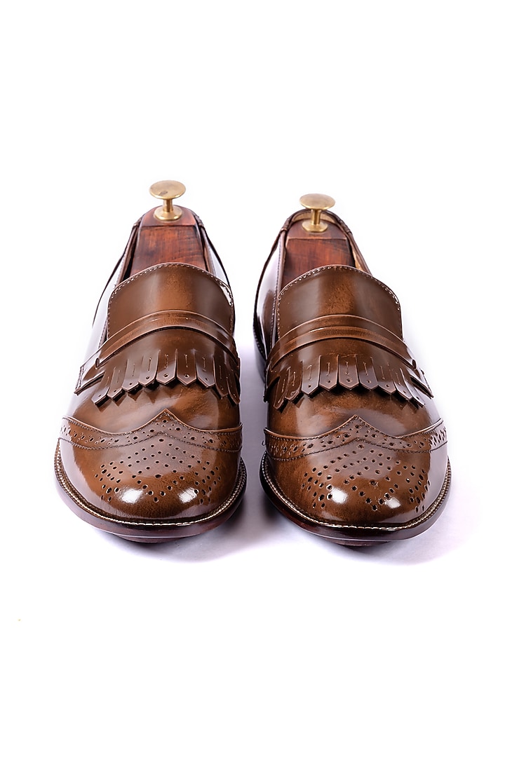 Burnt Brown Leather Loafers by ARTIMEN at Pernia's Pop Up Shop