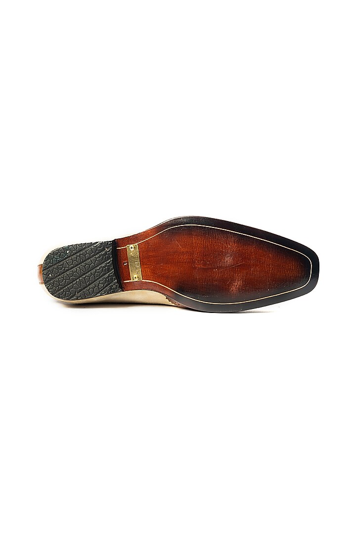 White & Tan Leather Handcrafted Brogue Shoes by ARTIMEN at Pernia's Pop Up Shop