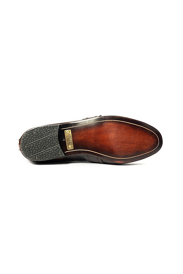 Brown Leather Brushed Penny Loafers by ARTIMEN at Pernia's Pop Up Shop