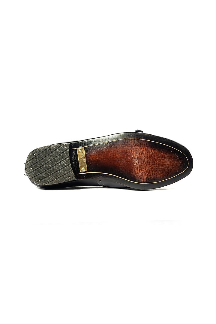 Black Leather Mini Handcrafted Loafers by ARTIMEN at Pernia's Pop Up Shop