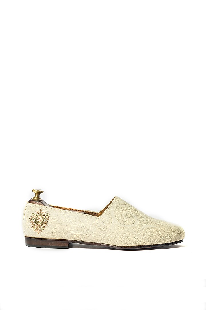 Off-White Stone Washed Motifs Embroidered Shoes by ARTIMEN at Pernia's Pop Up Shop