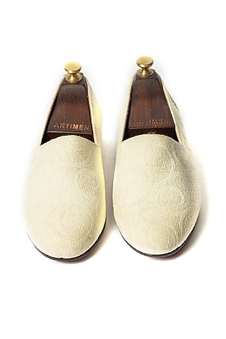 Off-White Stone Washed Motifs Embroidered Shoes by ARTIMEN